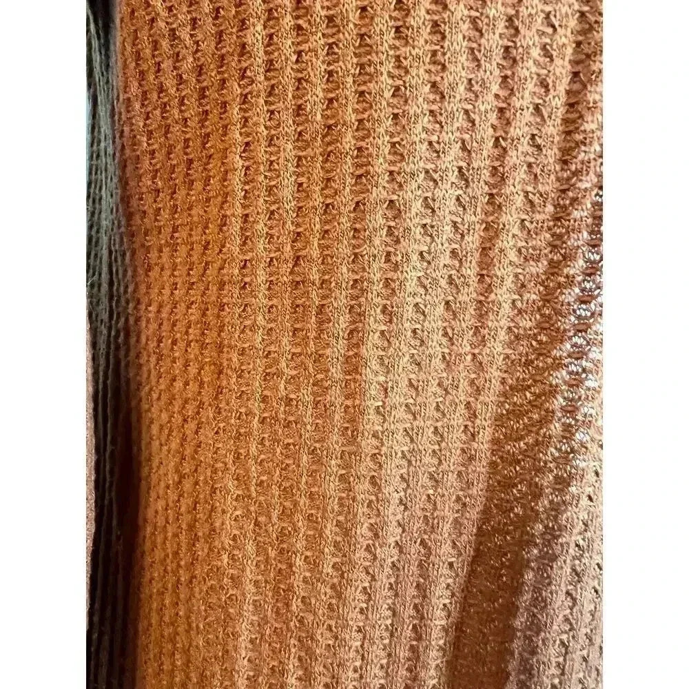 Tickled teal the Aubrey cardigan orange waffle texture, side length size large - Picture 6 of 10